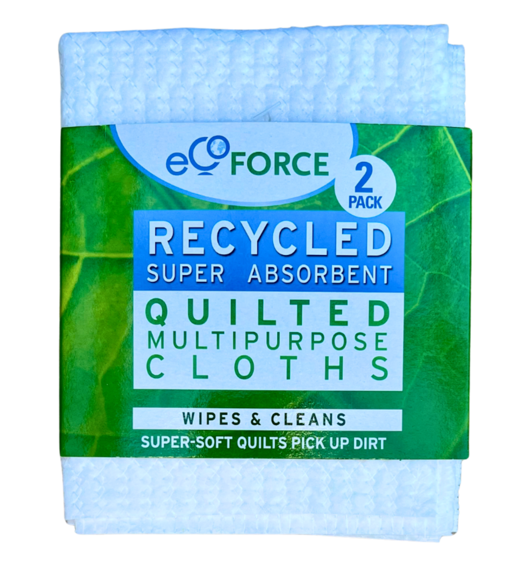 EcoForce Recycled Super Absorbent Quilted Multipurpose Cloths 2 Pack