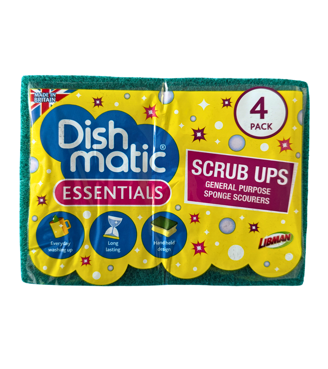 Dishmatic Essentials Scrub Ups General Purpose Sponge Scourers 4 Pack