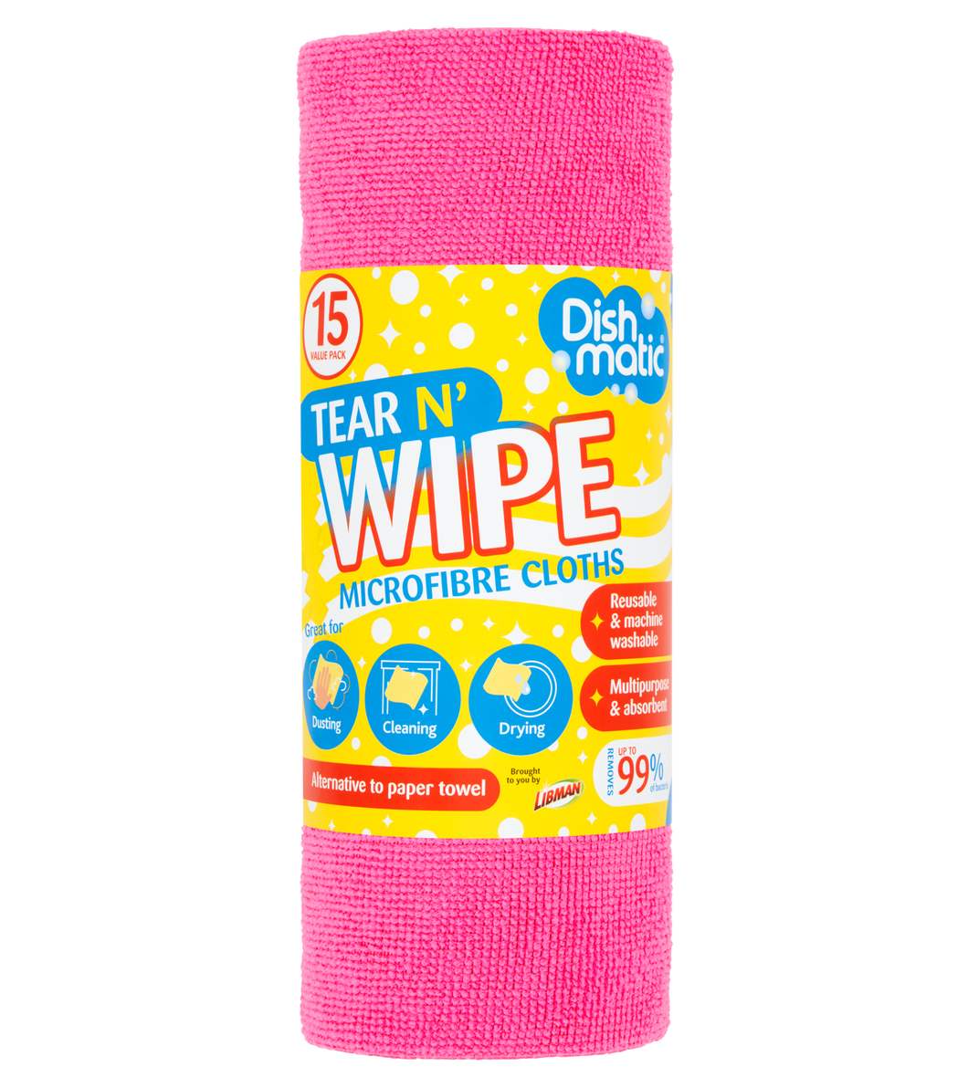 Dishmatic Tear N' Wipe Microfibre Cloths 15 Pack