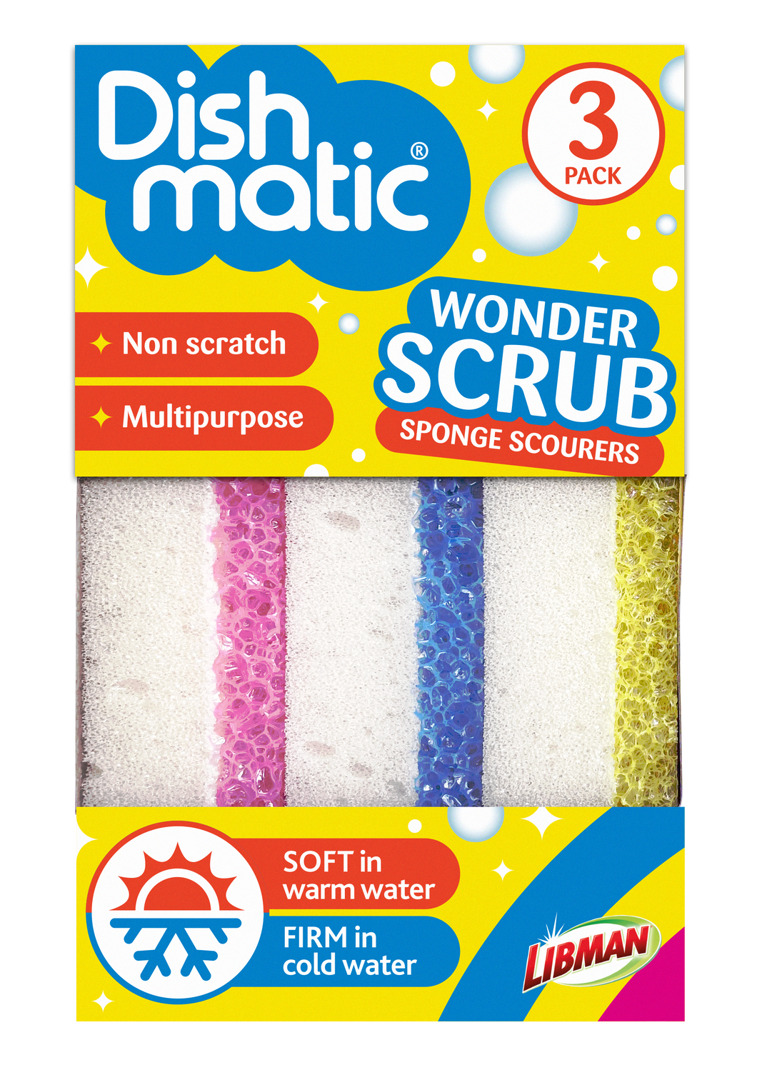 Dishmatic Wonder Scrub Sponge Scourers 3 Pack